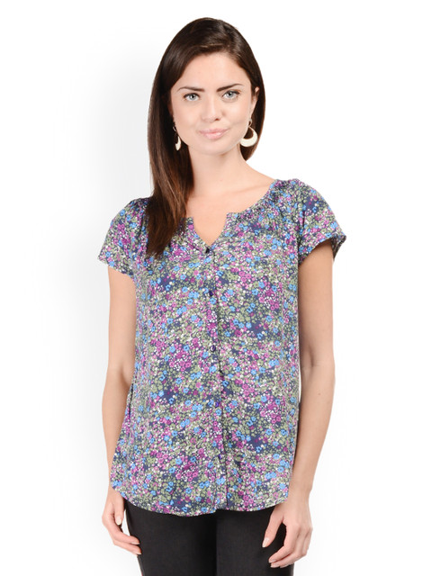 

Hapuka Women Blue Floral Print Top