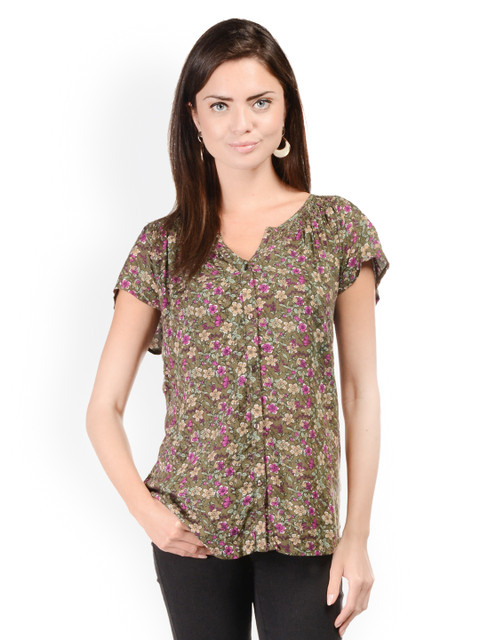 

Hapuka Women Green Floral Print Top