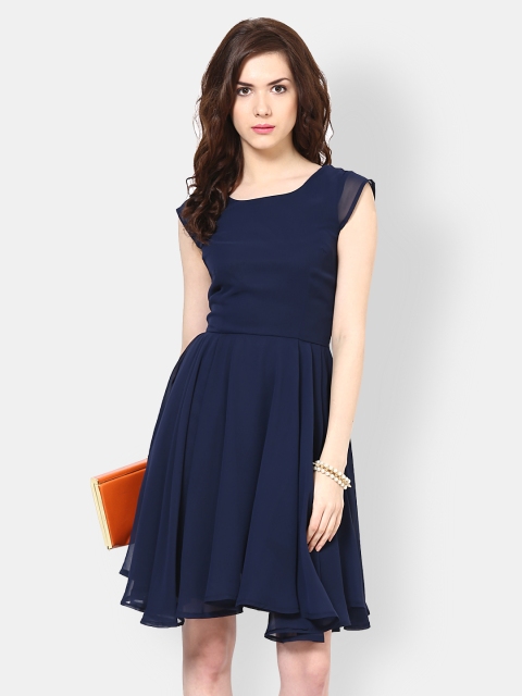 

Harpa Navy Blue Fit & Flare Dress