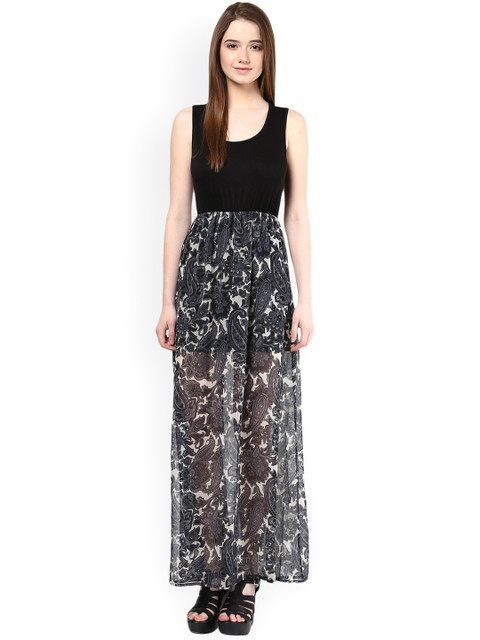 

Harpa Black & Grey Printed Maxi Dress