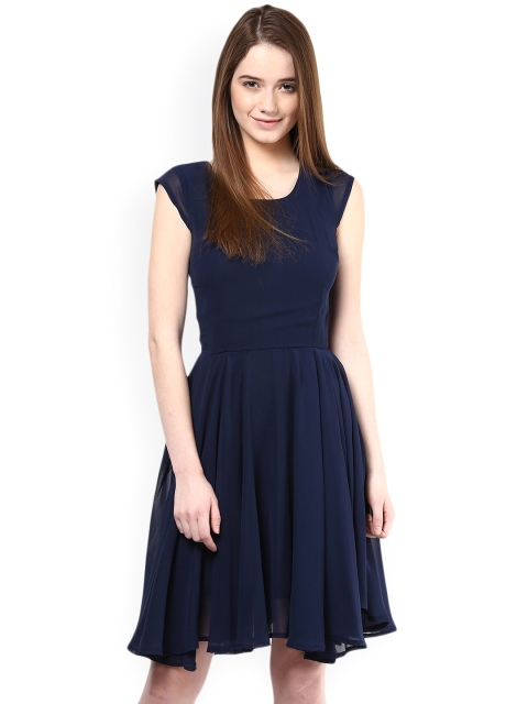 

Harpa Navy Lightweight Fit & Flare Dress, Navy blue
