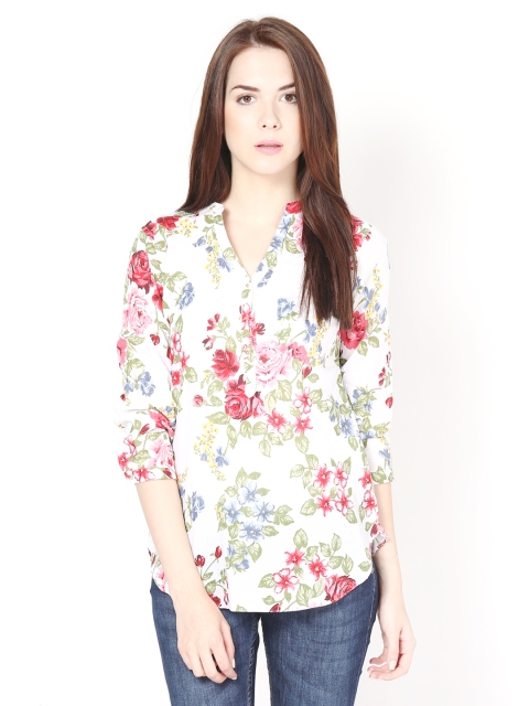 

Harpa Women Cream-Coloured Floral Print Top