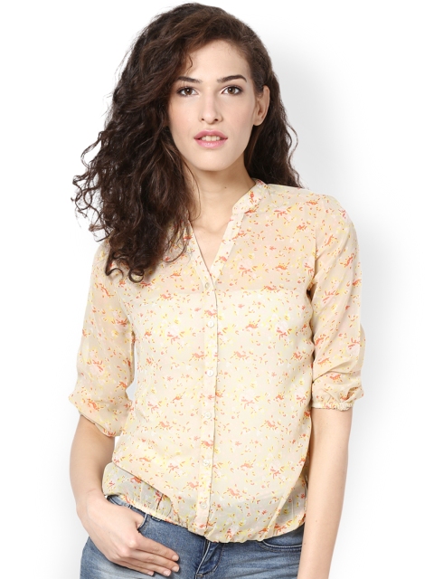 

Harpa Women Yellow Printed Sheer Top
