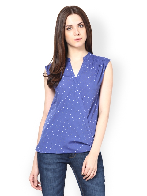

Harpa Women Blue Polka Dot Print Top