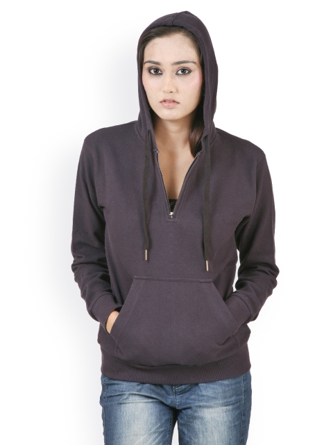 

Hypernation Women Navy Hooded Sweatshirt, Navy blue