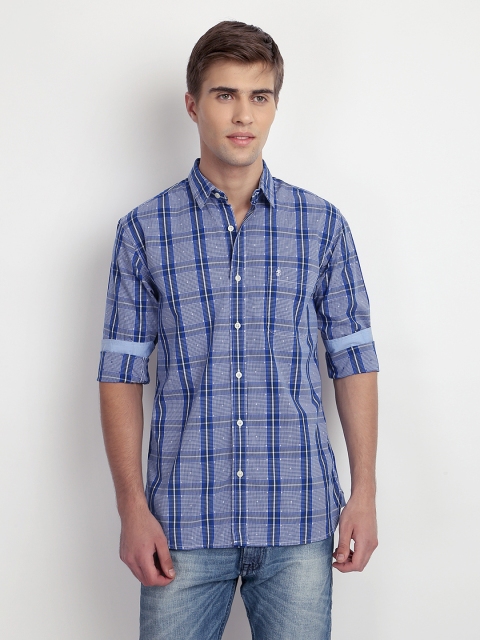 

IZOD Men Blue Checked Slim Fit Casual Shirt