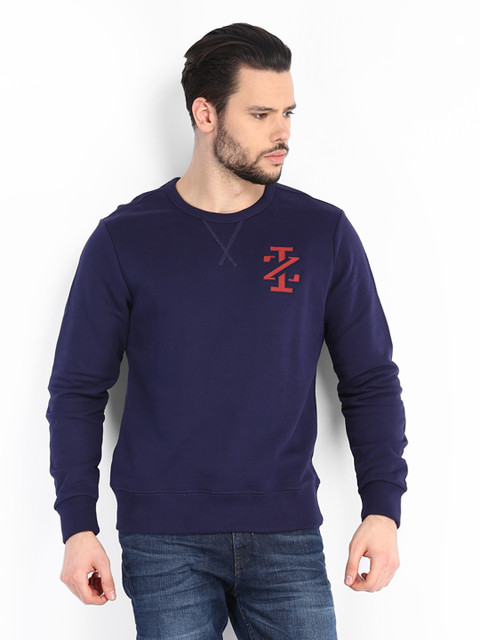 

IZOD Men Navy Blue Solid Slim Fit Sweatshirt