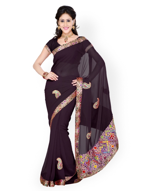 

Ishin Black Embroidered Georgette Fashion Saree