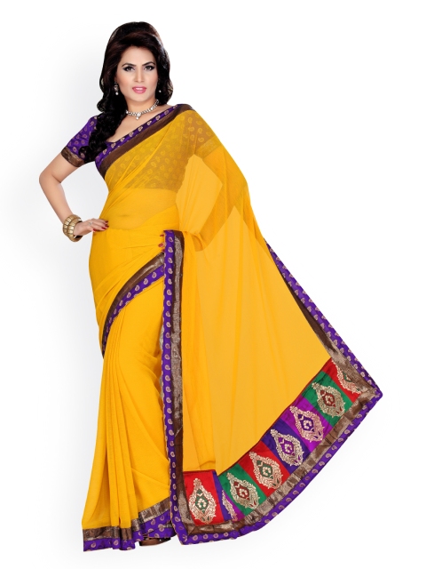 

Ishin Yellow Georgette Fashion Saree