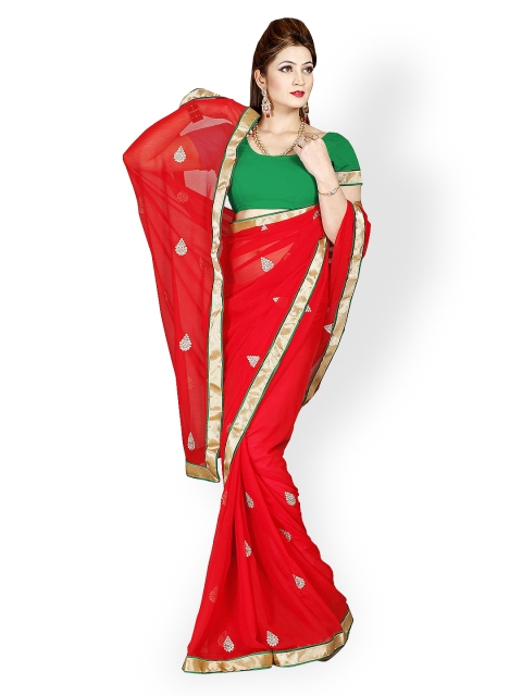 

Ishin Fashion Red Chiffon Fashion Saree