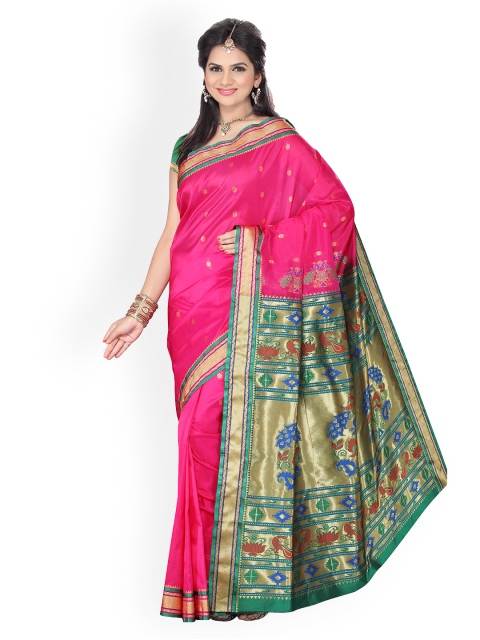 

Ishin Pink Paithani Tana Silk Traditional Saree