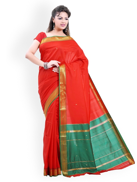 

Ishin Red Silk Traditional Saree