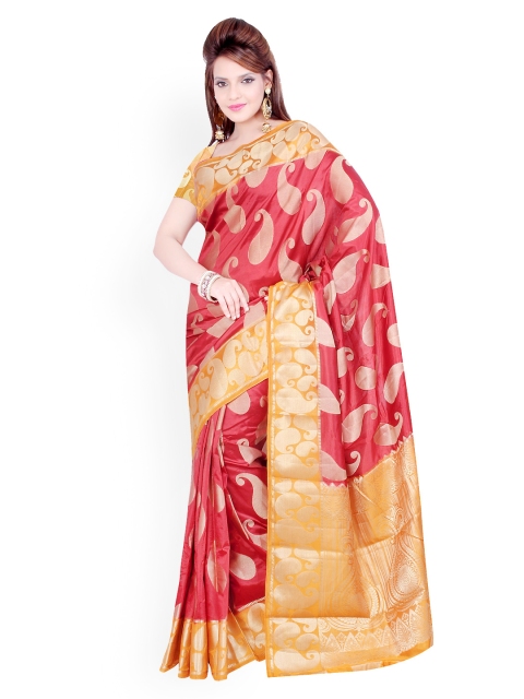 

Ishin Red Silk Traditional Saree