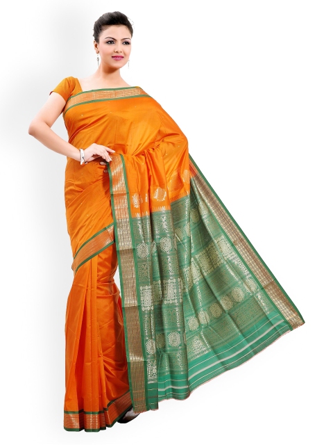 

Ishin Orange Silk Traditional Saree