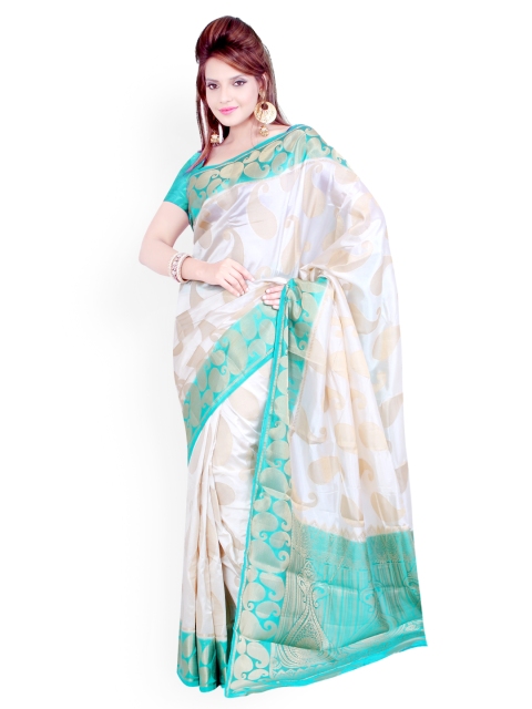 

Ishin White Silk Traditional Saree