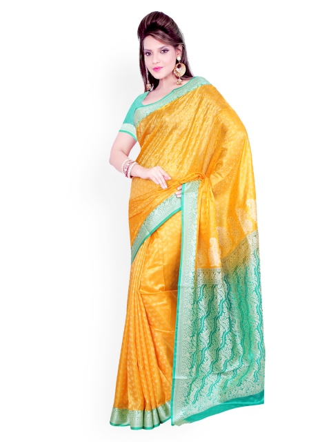 

Ishin Yellow Silk Traditional Saree