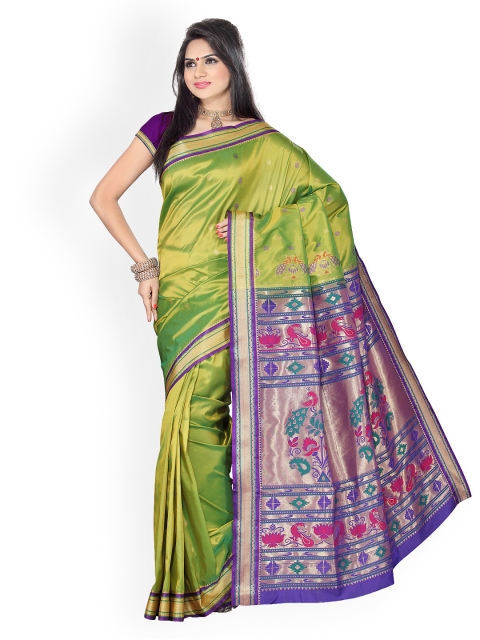 

Ishin Green Paithani Tana Silk Traditional Saree