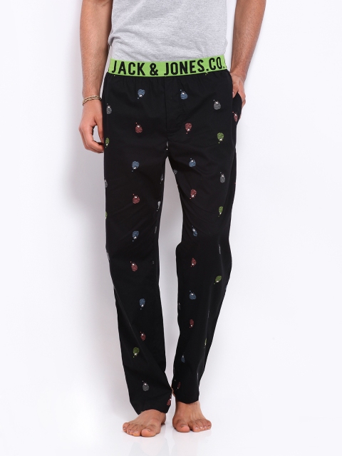 

Jack & Jones Men Black Printed Lounge Pants 1574270001