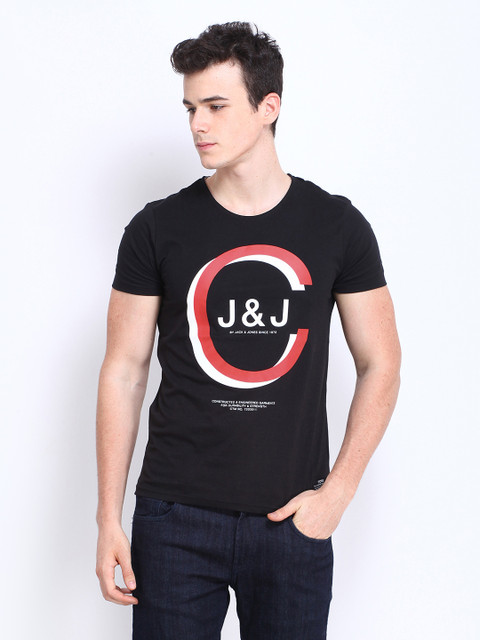 

Jack & Jones Men Black Printed T-shirt