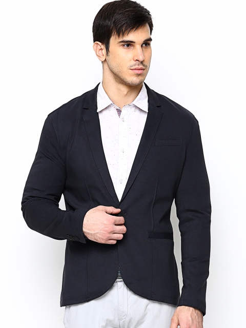 

Jack & Jones Men Navy Slim Fit Single-Breasted Casual Blazer, Navy blue