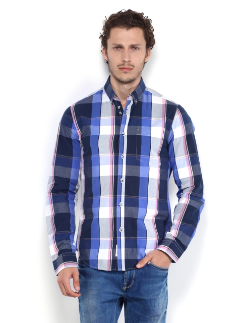 

Jack & Jones Men Blue Checked Slim Fit Casual Shirt