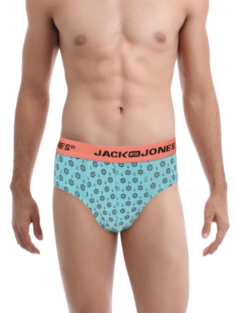 

Jack & Jones Men Blue Printed Briefs 1687918001