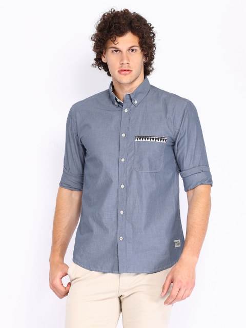 

Jack & Jones Men Blue Tight Fit Smart-Casual Shirt