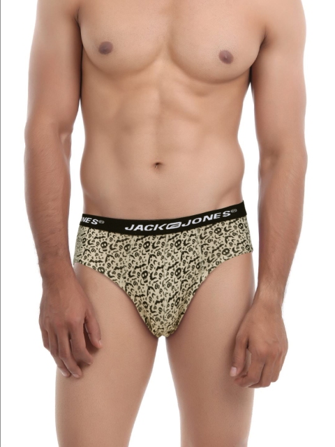 

Jack & Jones Men Beige Printed Briefs 1687934003