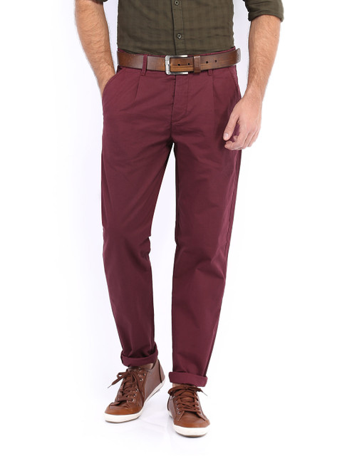 

Jack & Jones Men Burgundy Chino Trousers