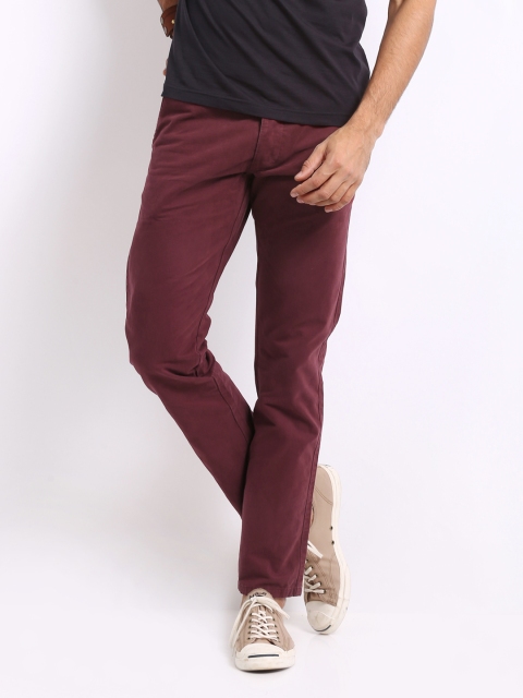 

Jack & Jones Men Burgundy Slim Fit Chino Trousers