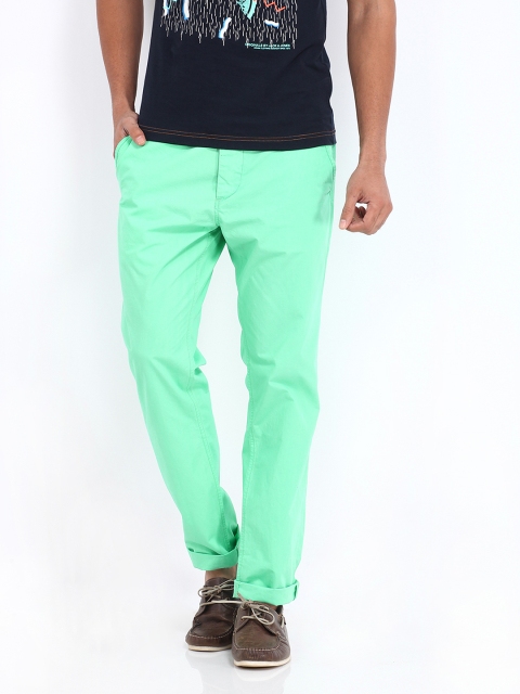 

Jack & Jones Men Green Erik Anti Fit Trousers
