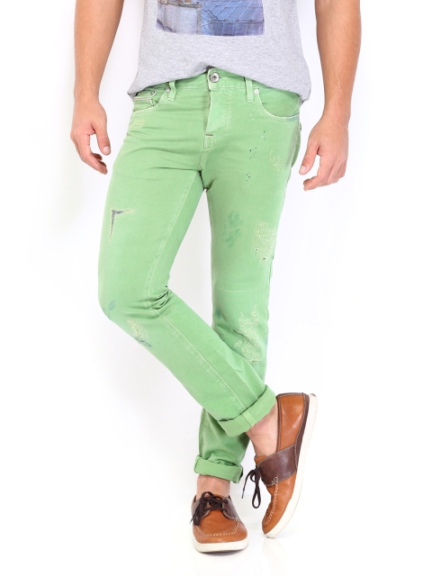 Jack & Jones Men Green Tim Slim Fit Jeans Jack & Jones Men Green Tim Slim Fit Jeans