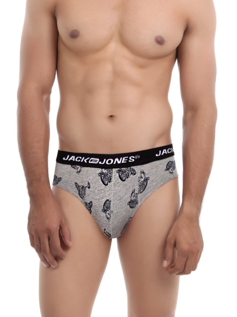 

Jack & Jones Men Grey Printed Briefs 1687937001