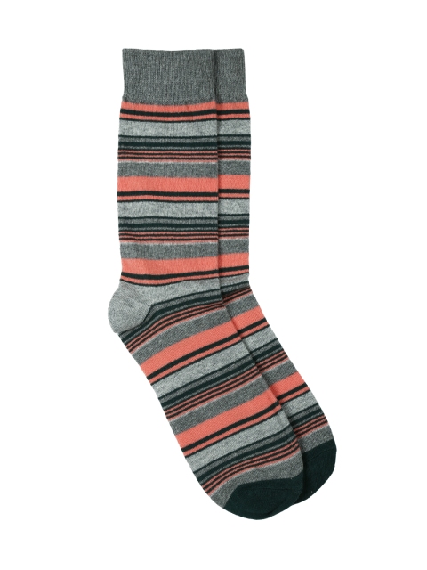 

Jack & Jones Men Grey & Peach-Coloured Striped Socks