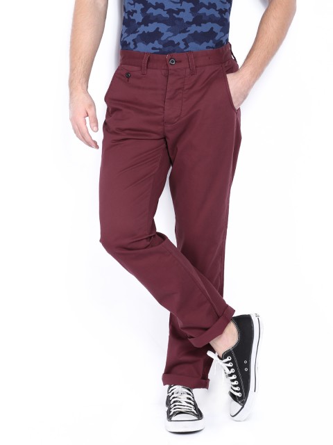 

Jack & Jones Men Burgundy Slim Fit Chino Trousers
