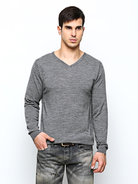 

Jack & Jones Men Grey Melange Merino Wool Sweater