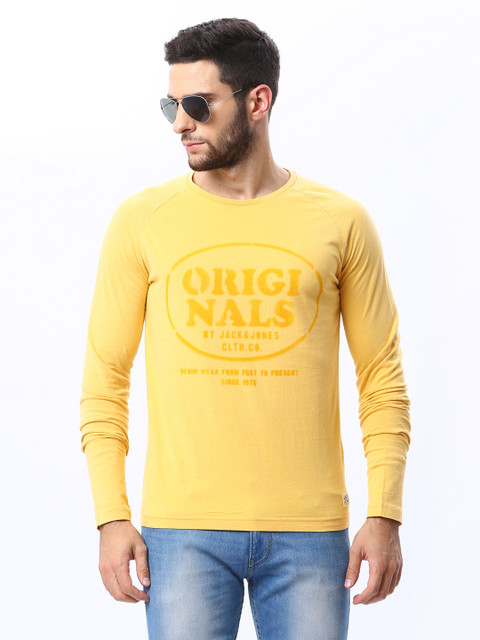 

Jack & Jones Men Yellow Printed T-shirt