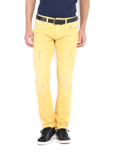 

Jack & Jones Men Yellow Tim Slim Fit Jeans
