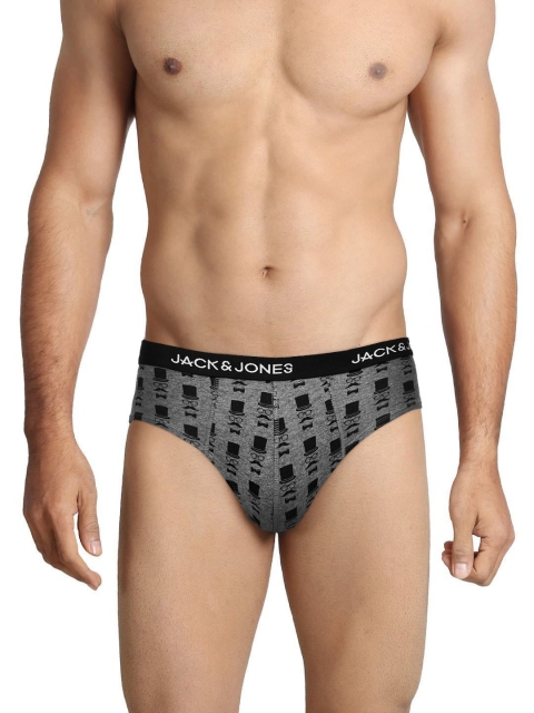 

Jack & Jones Men Grey & Black Printed Briefs 1573142