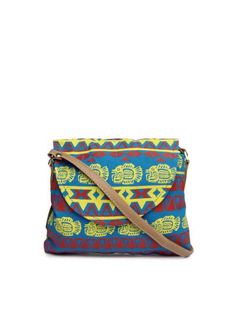 

Kanvas Katha Blue Printed Sling Bag