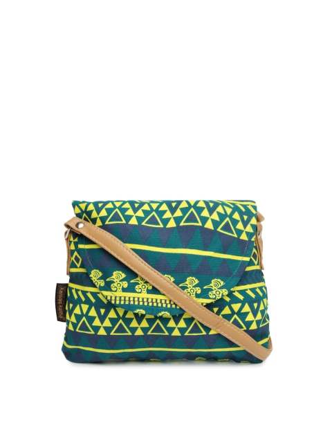 

Kanvas Katha Green Printed Sling Bag