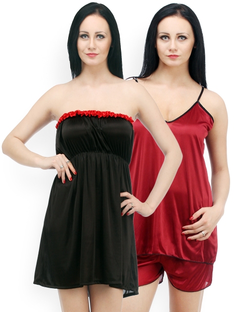 

Klamotten Pack of 2 Nightdresses N63-X99, Black