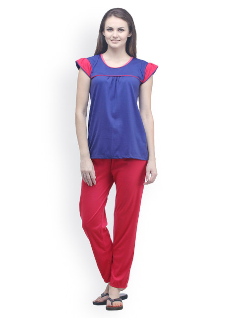 

Klamotten Women Blue & Red Lounge Set NS37-XL