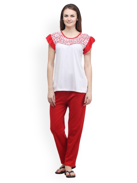 

Klamotten Women White & Red Lounge Set NS27