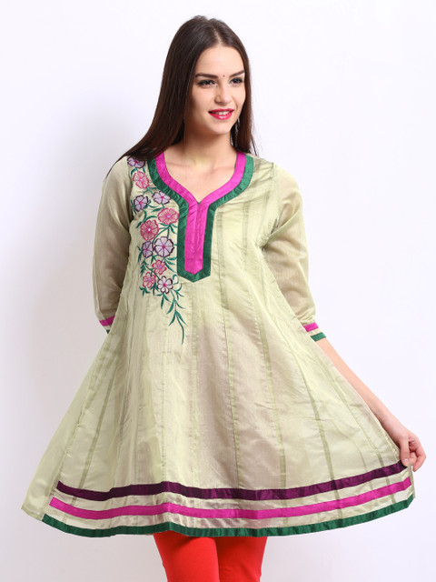 

Kyla F Beige Embroidered Anarkali Kurta