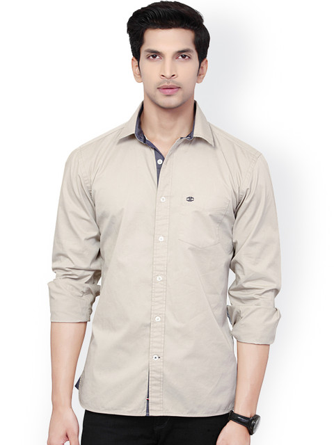 

L.A. SEVEN Men Beige Slim Fit Casual Shirt