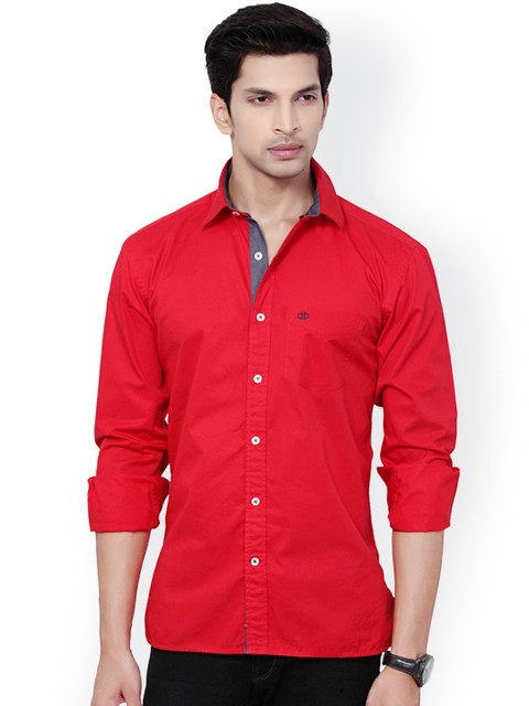 

L.A. SEVEN Men Red Slim Fit Casual Shirt