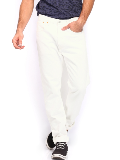 

Levis Men White Tapered Fit Mid-Rise Clean Look Jeans 501CT