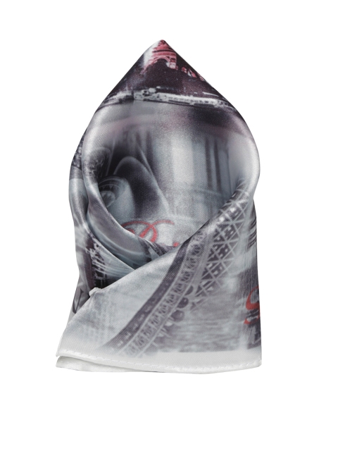 

Lino Perros Men Grey Satin Printed Pocket Square