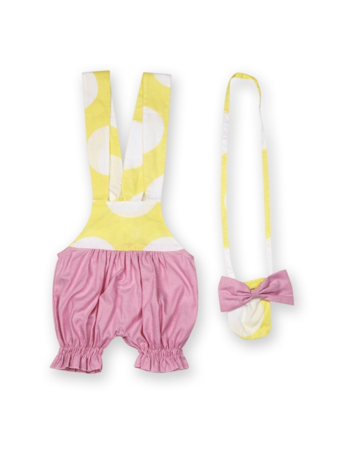 

Little Darling Girls Pink & Yellow Dungarees